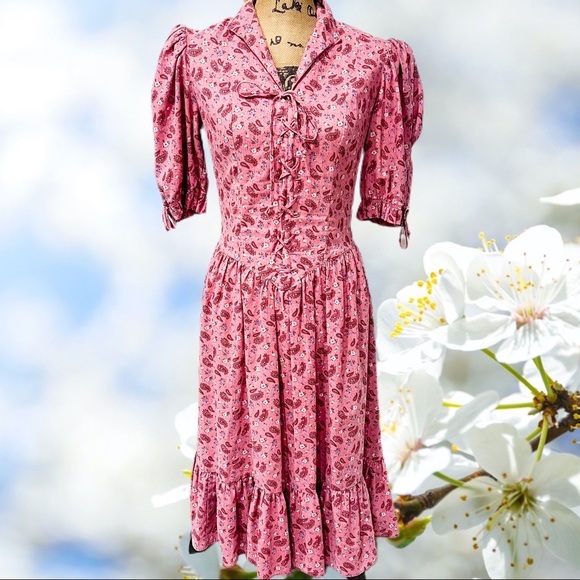 Authentic Original Vintage Style Dresses & Skirts - 1975 UNION MADE VINTAGE pink midi dress